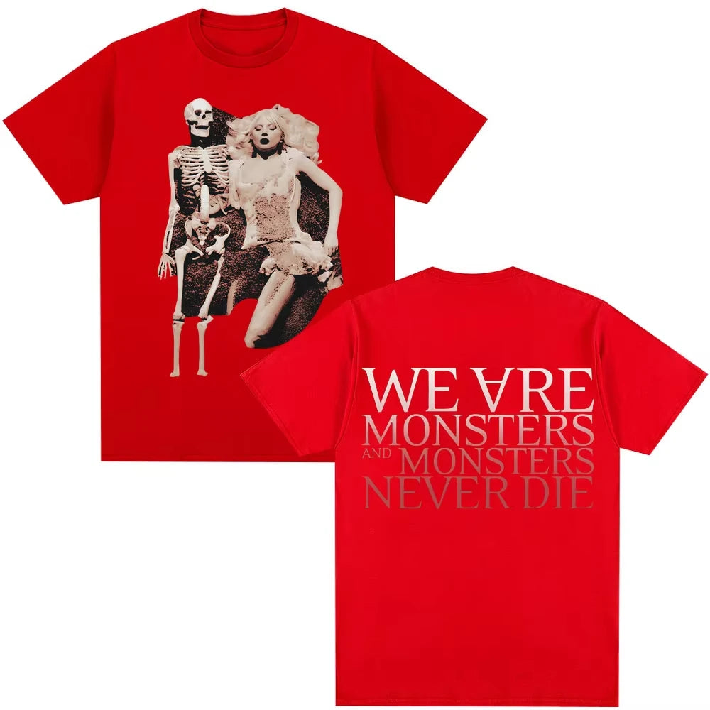 2025 Lady Gaga The Mayhem Ball Tour Vintage T Shirts Little Monsters Gothic Punk Fashion T Shirt Men Women Cotton Oversized Tees