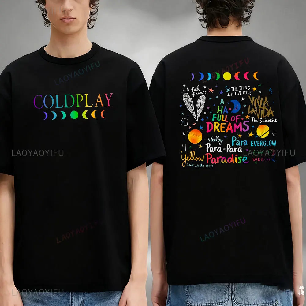 A Sky Full of Dreams Shirt Coldplay Band Tee Colorful Fan Merch Lyrics Graphic Tee Viva La Vida Gift for Music Lovers Cotton Tee