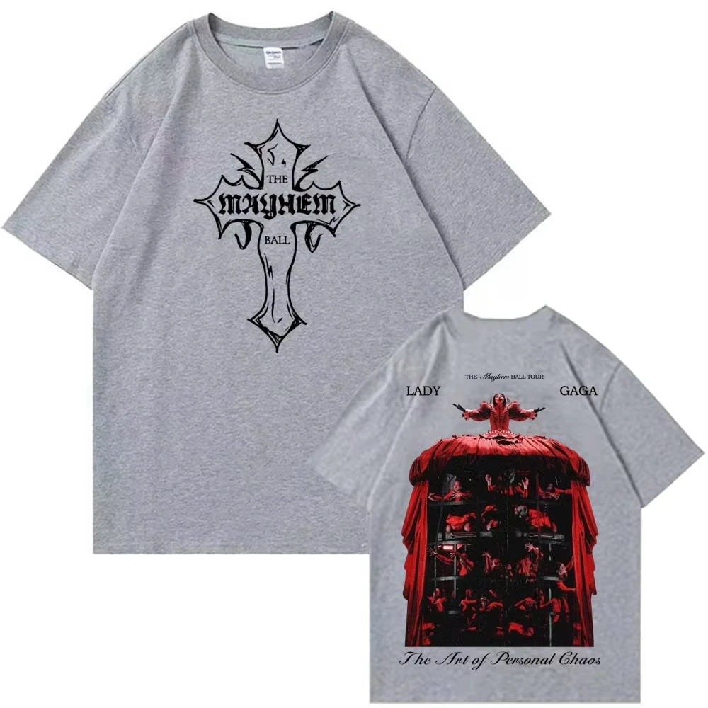 2025 Lady Gaga Mayhem Ball Tour Personal Chaotic Art Shirt Graphic Shirt Fan Gift Pure Cotton T-shirt Comfortable Breathable
