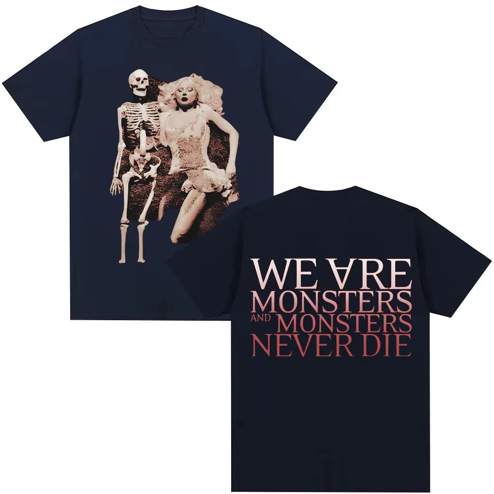 2025 Lady Gaga The Mayhem Ball Tour Vintage T Shirts Little Monsters Gothic Punk Fashion T Shirt Men Women Cotton Oversized Tees