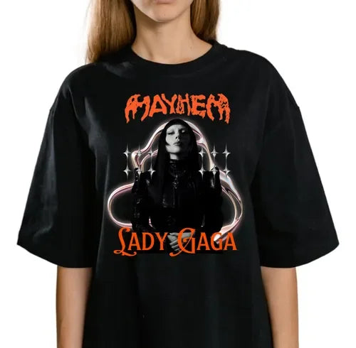 2025 Summer Lady Gaga Mayhem Ball Tour Shirt 100% Pure Cotton Printed T-shirt Women Lady Gaga Merch Lady Gaga Mayhem Album Y2k