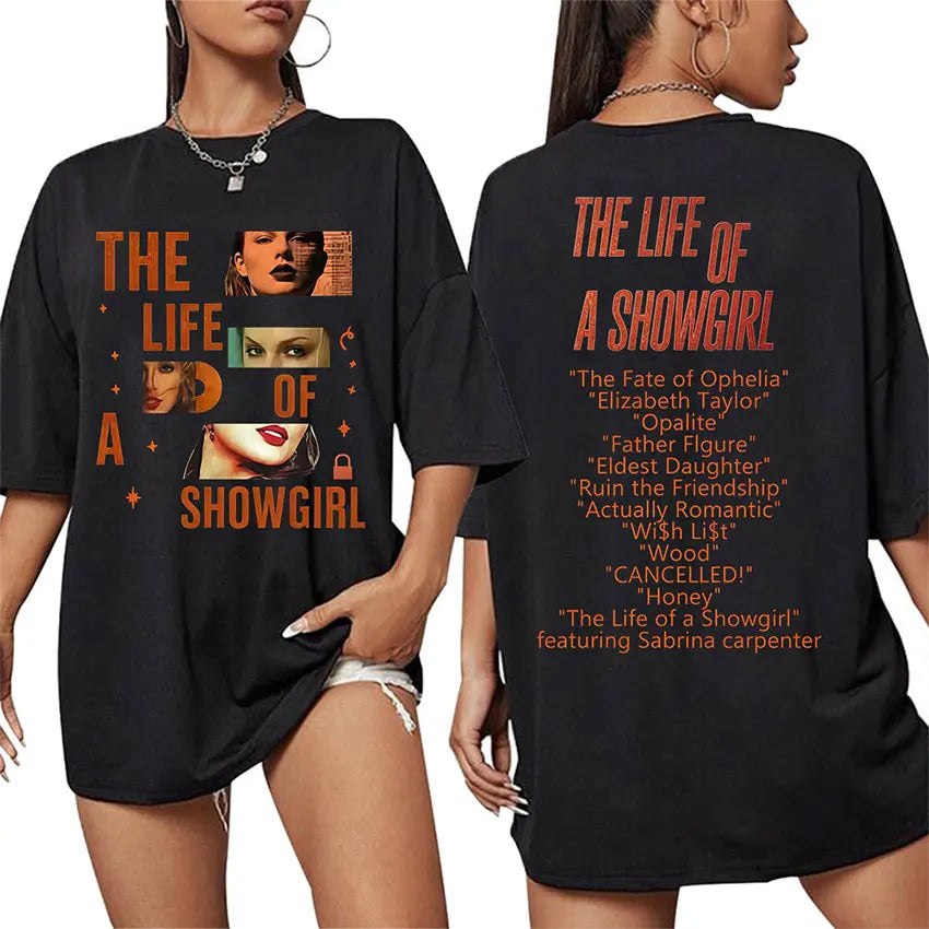 The Life of A Showgirl Tour 2025 Merch T-shirts Men Women High Quality Clothing Fashion T-shirt Vintage Cotton Oversized T Shirt