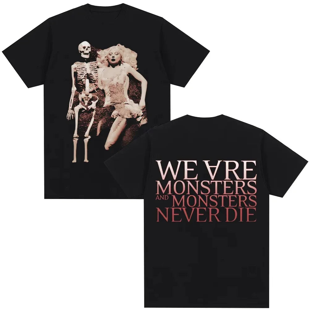 2025 Lady Gaga The Mayhem Ball Tour Vintage T Shirts Little Monsters Gothic Punk Fashion T Shirt Men Women Cotton Oversized Tees